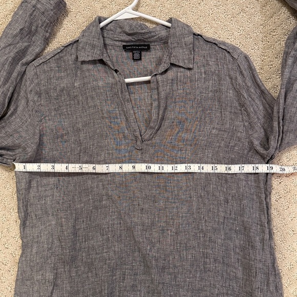 Saks Fifth Avenue Linen V-neck Tunic. Gray size small - Picture 9 of 9